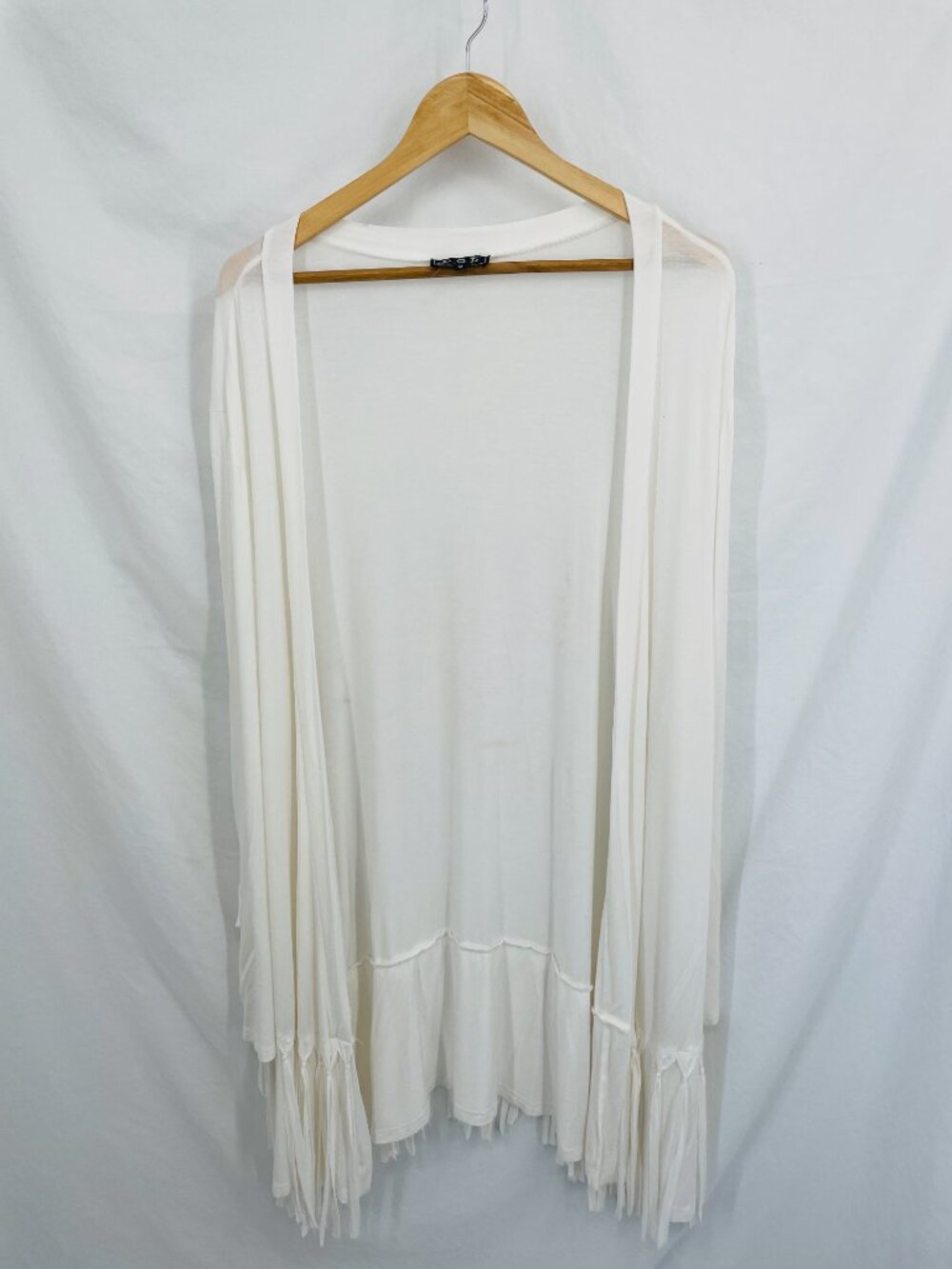 POL White fringe cover-up Cardigan with Long Fringe Sleeves